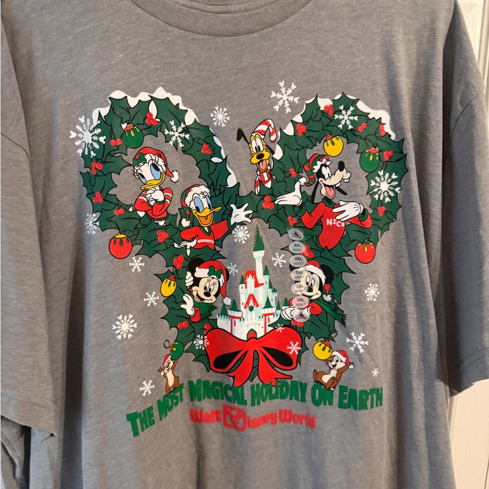 Disney Gray Holiday T-Shirt with Mickey and Friends